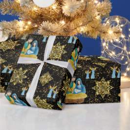 出生ナイトメアリージョセフイエスエンジェルズゴールデン ラッピングペーパー