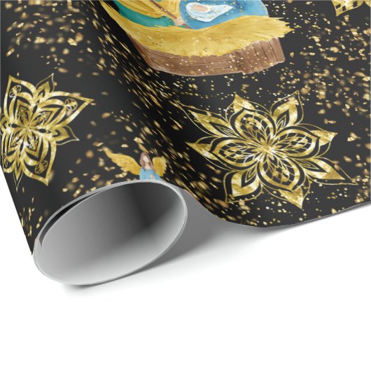 出生ナイトメアリージョセフイエスエンジェルズゴールデン ラッピングペーパー (ロールコーナー)