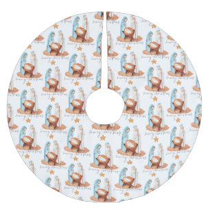 出生パターンスクリプトメリークリスマス ブラッシュドポリエステルツリースカート