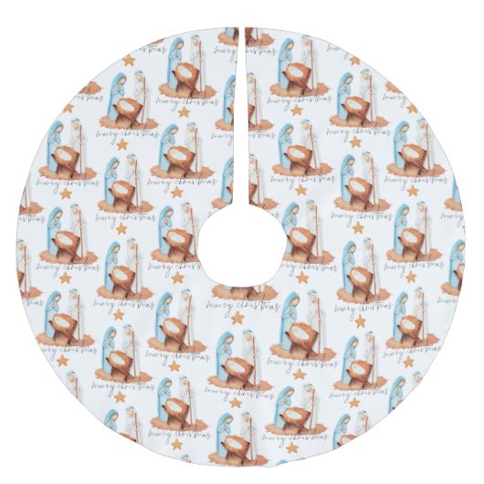 出生パターンスクリプトメリークリスマス ブラッシュドポリエステルツリースカート (正面)