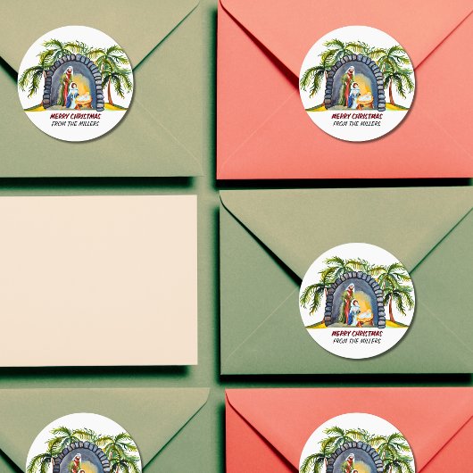 出生パーソナライズされたマンガーシーン2クリスマス ラウンドシール