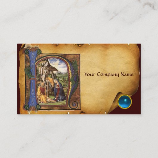 出生パーチメントブライトブルーサファイアモノグラム 名刺 (裏面)