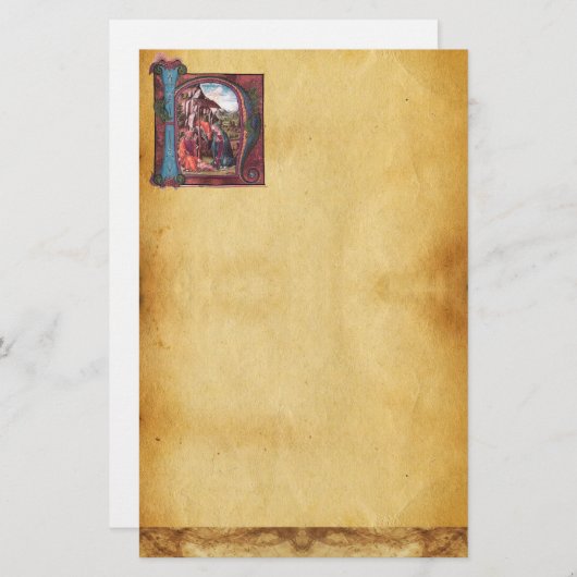 出生パーチメントモノグラム 便箋 (正面/裏面)