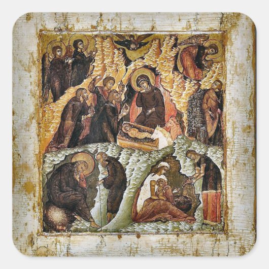 出生ビザンチン正教会のキリスト教のアイコン スクエアシール (正面)