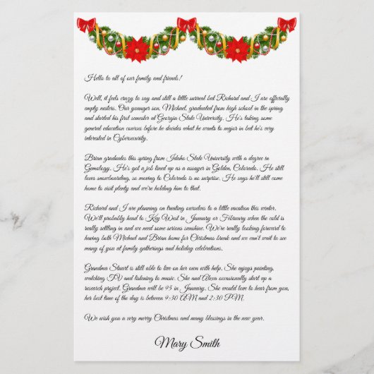 出生ファミリークリスマスニュースレターのパーソナライズ 便箋 (正面)