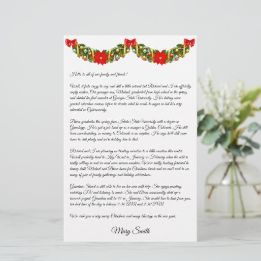 出生ファミリークリスマスニュースレターのパーソナライズ 便箋 (スタンド正面)