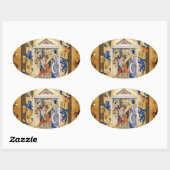 出生フローラクリスマスパーチメント 楕円形シール (シート)