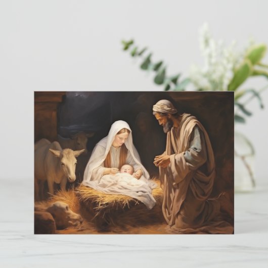 出生ベビーイエスクリスチャンメリークリスマス シーズンカード (スタンド正面)