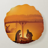 出生ベビーイエスメアリージョセフクリスマス ラウンドクッション (裏面)