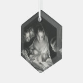 出生ベビーイエスヴァージンメアリーエンジェルスクリスマス ガラスオーナメント (正面左)