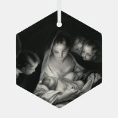 出生ベビーイエスヴァージンメアリーエンジェルスクリスマス ガラスオーナメント (裏面)