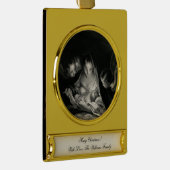 出生ベビーイエスヴァージンメアリーエンジェルスクリスマス ゴールドプレートバナーオーナメント (右)