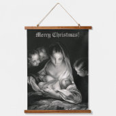 出生ベビーイエスヴァージンメアリーエンジェルスクリスマス 吊り下げ型タペストリー (正面)