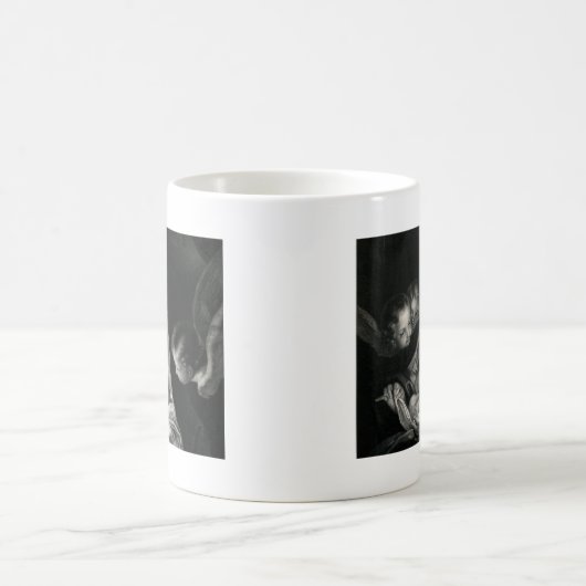 出生ベビーイエスヴァージンメアリーエンジェルス白黒 コーヒーマグカップ (中央)
