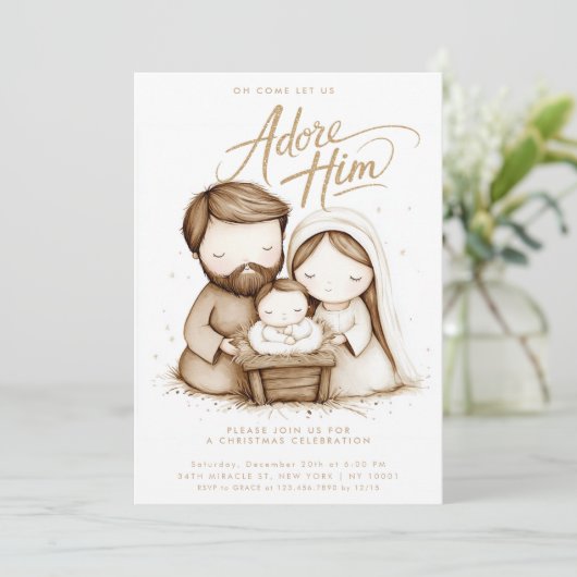 出生ベビーイエズアドーレヒムクリスマス 招待状 (スタンド正面)