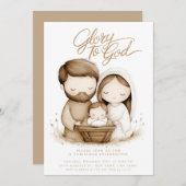 出生ベビーイエズグローリートゥゴッドクリスマス 招待状 (正面/裏面)