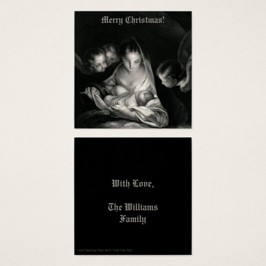 出生ベビーイエズスヴァージンメアリーエンジェル白黒 (正面&裏面)