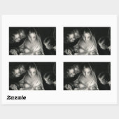 出生ベビーイエズスヴァージンメアリーエンジェル白黒 長方形シール (シート)