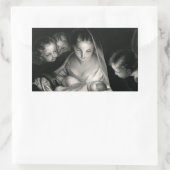 出生ベビーイエズスヴァージンメアリーエンジェル白黒 長方形シール (バッグ)