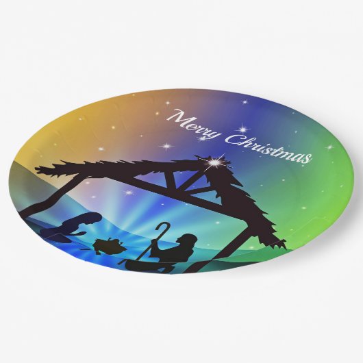 出生マンガークリスマスグラフィック ペーパープレート (アングル)