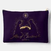 出生マンガークリスマスパープル金ゴールド名前をカスタムする アクセサリーポーチ (裏面)