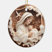 出生メアリーとベビーイエス3dウッドルック セラミックオーナメント (左)