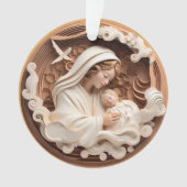 出生メアリーとベビーイエズス3dウッドルックホワイト オーナメント (正面)