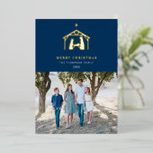 出生メリークリスマスブルー 箔シーズンカード (立ち正面)