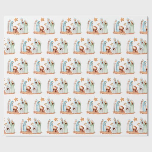 出生メリージョセフイエス3賢人クリスマス ラッピングペーパー (フラット)