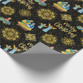 出生メリージョセフイエズエンジェルズゴールデンスノーフレーク ラッピングペーパー (角)