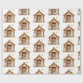 出生メリージョセフベビーイエズスタブルクリスマス ラッピングペーパー (フラット)