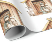 出生メリージョセフベビーイエズスタブルクリスマス ラッピングペーパー (ロールコーナー)