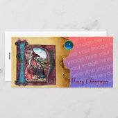 出生モノグラムクリスマスパーチメントブルージェム シーズンカード (正面/裏面)