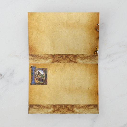 出生モノグラムクリスマスパーチメントブルージェム シーズンカード (内部)