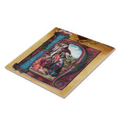 出生モノグラムクリスマスパーチメント タイル (側面)