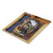 出生モノグラムクリスマスパーチメント タイル (側面)