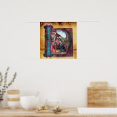 出生モノグラムクリスマスパーチメント ポスター (キッチン)