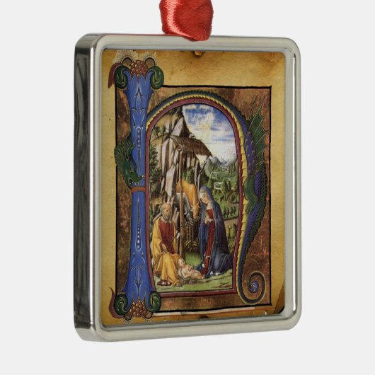 出生モノグラムクリスマスパーチメント メタルオーナメント (右)