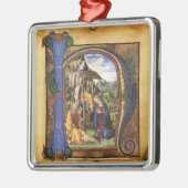 出生モノグラムクリスマスパーチメント メタルオーナメント (左)