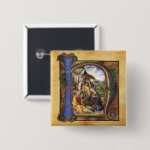 出生モノグラムクリスマスパーチメント 缶バッジ (正面&裏面)