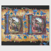 出生モノグラムフローラクリスマスパーチメント ラッピングペーパー (フラット)