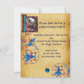 出生モノグラムフローラクリスマスパーチメント 招待状 (裏面)