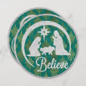 出生伝統的ラウンドクリスマスフラットカード シーズンカード (正面/裏面)