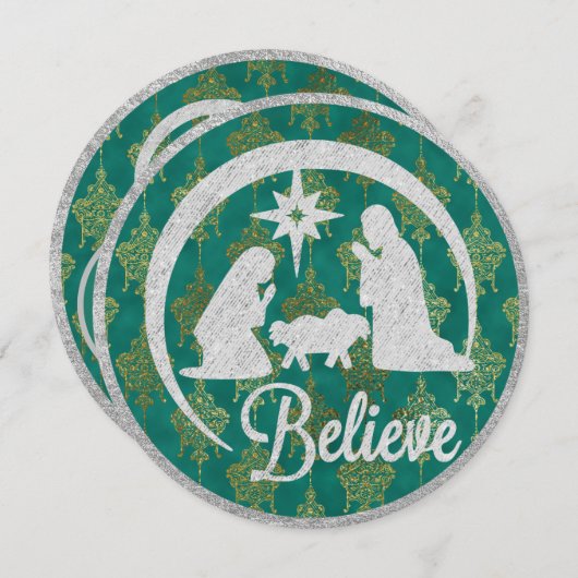 出生伝統的ラウンドクリスマスフラットカード シーズンカード (正面/裏面)