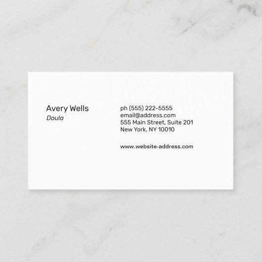 出生前の出産のドゥラロゴ 名刺 (裏面)