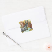 出生動物の厩舎、牛、ロバ、羊 スクエアシール (封筒)