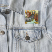 出生動物の厩舎、牛、ロバ、羊 缶バッジ (インサイチュ)