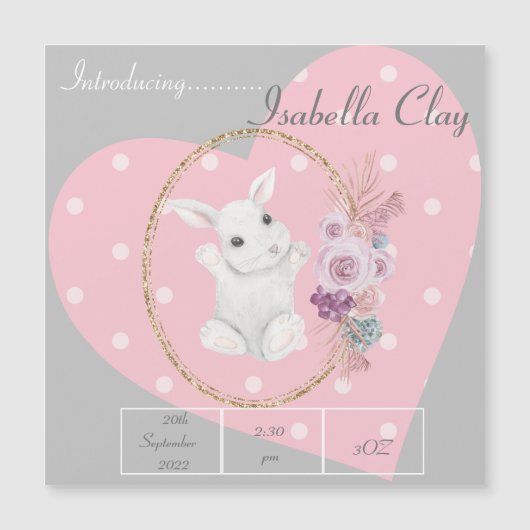 出生告パーソナライズされた示用磁気カード (正面)