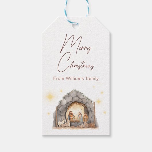 出生図解入りの、写真付きのクリスマスギフトタグ ギフトタグ (正面)