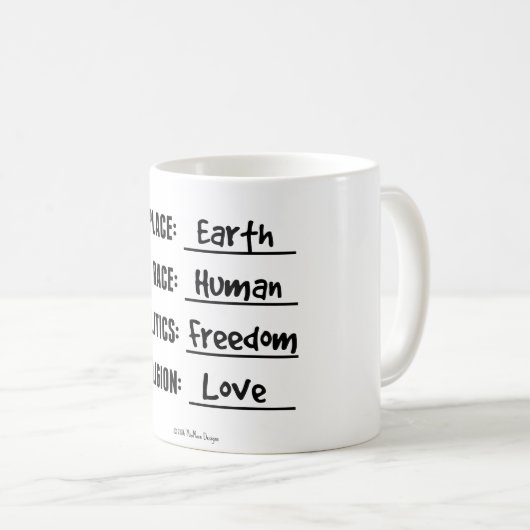 出生地の地球のマグ コーヒーマグカップ (正面右)